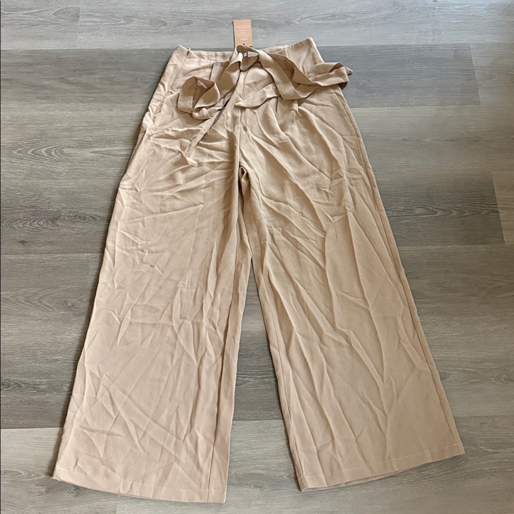Chic Tan Wide-Leg Pants